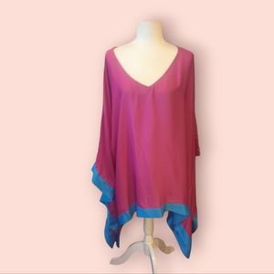 IMAN Vibrant Pink Tunic with Blue Accents